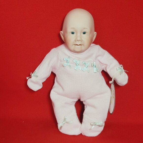 Secrist Toys Palm Baby Doll Lil Bubba Bisque Head & Hands Cloth Bean Bag Body Po - Picture 1 of 15